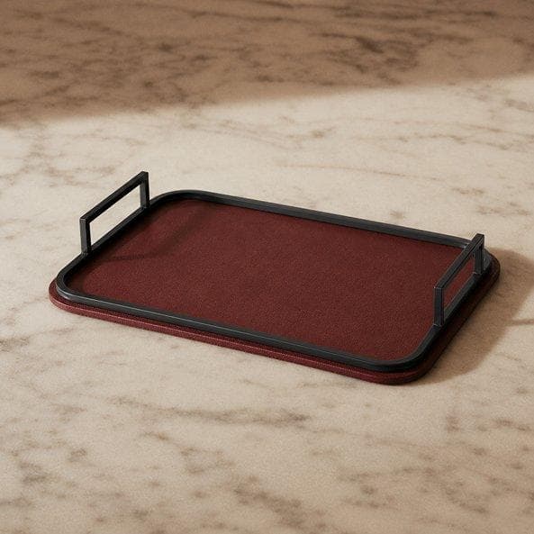 PU Leather Tray Burgundy 45X30 cm