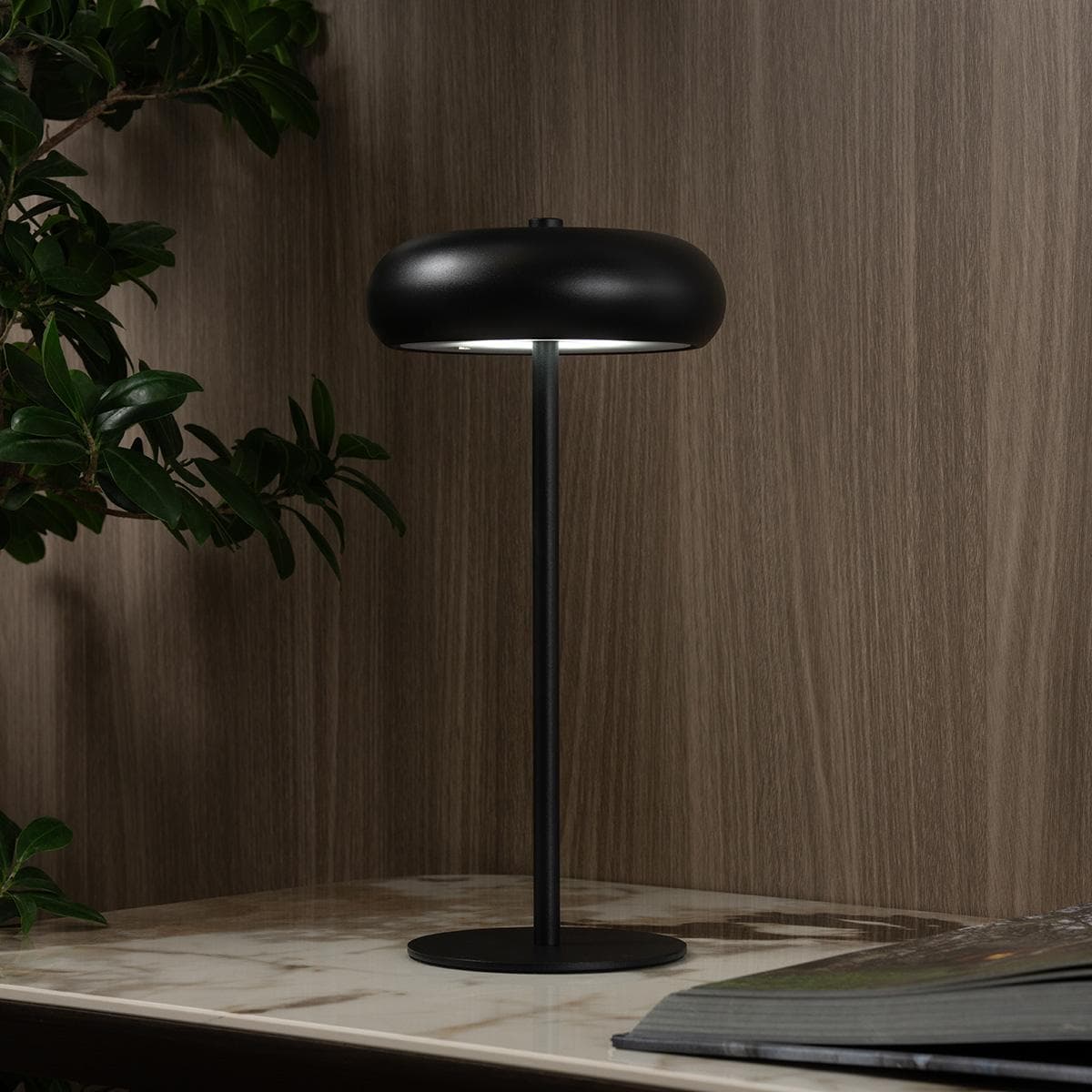 Nova LED Rechargeable Table Lamp Black Height 32 cm