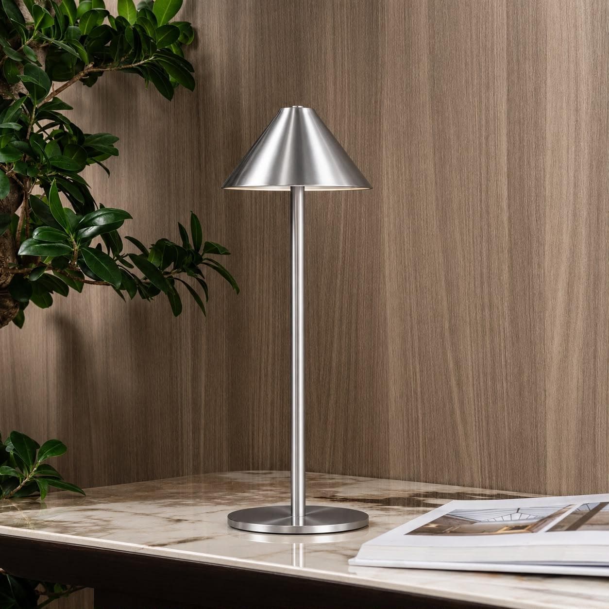 Eva LED Rechargeable Table Lamp Silver Height 32 cm