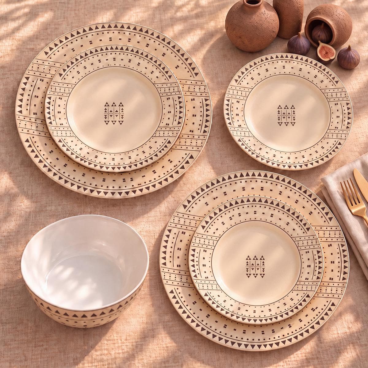 Alfuraj Porcelain Dinner Set 18Pcs Beige