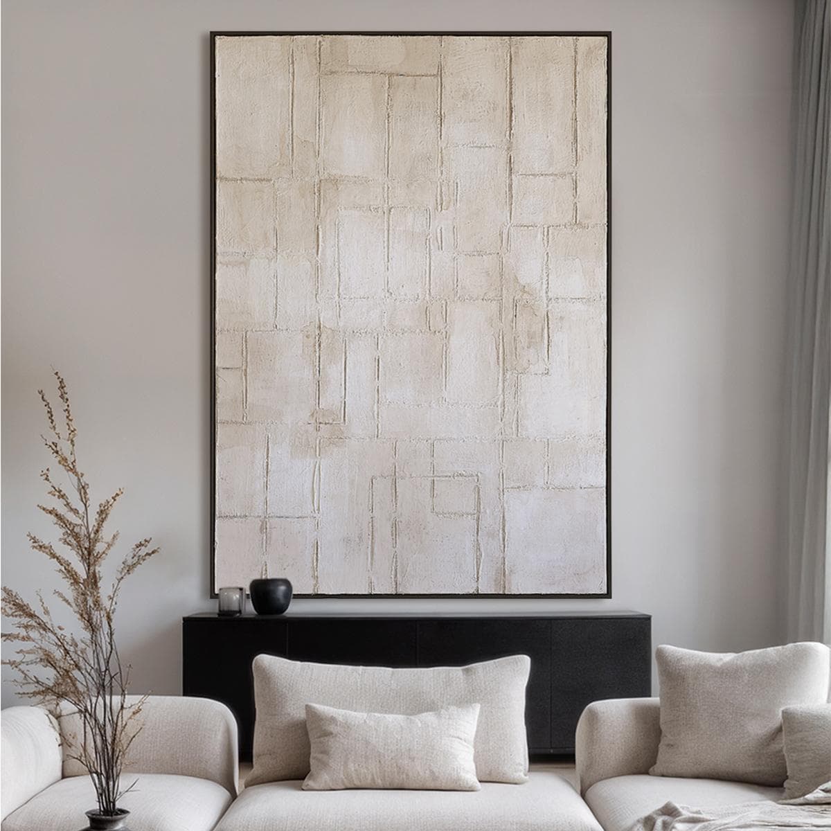Textured Framed Art Off-White 80X120 cm