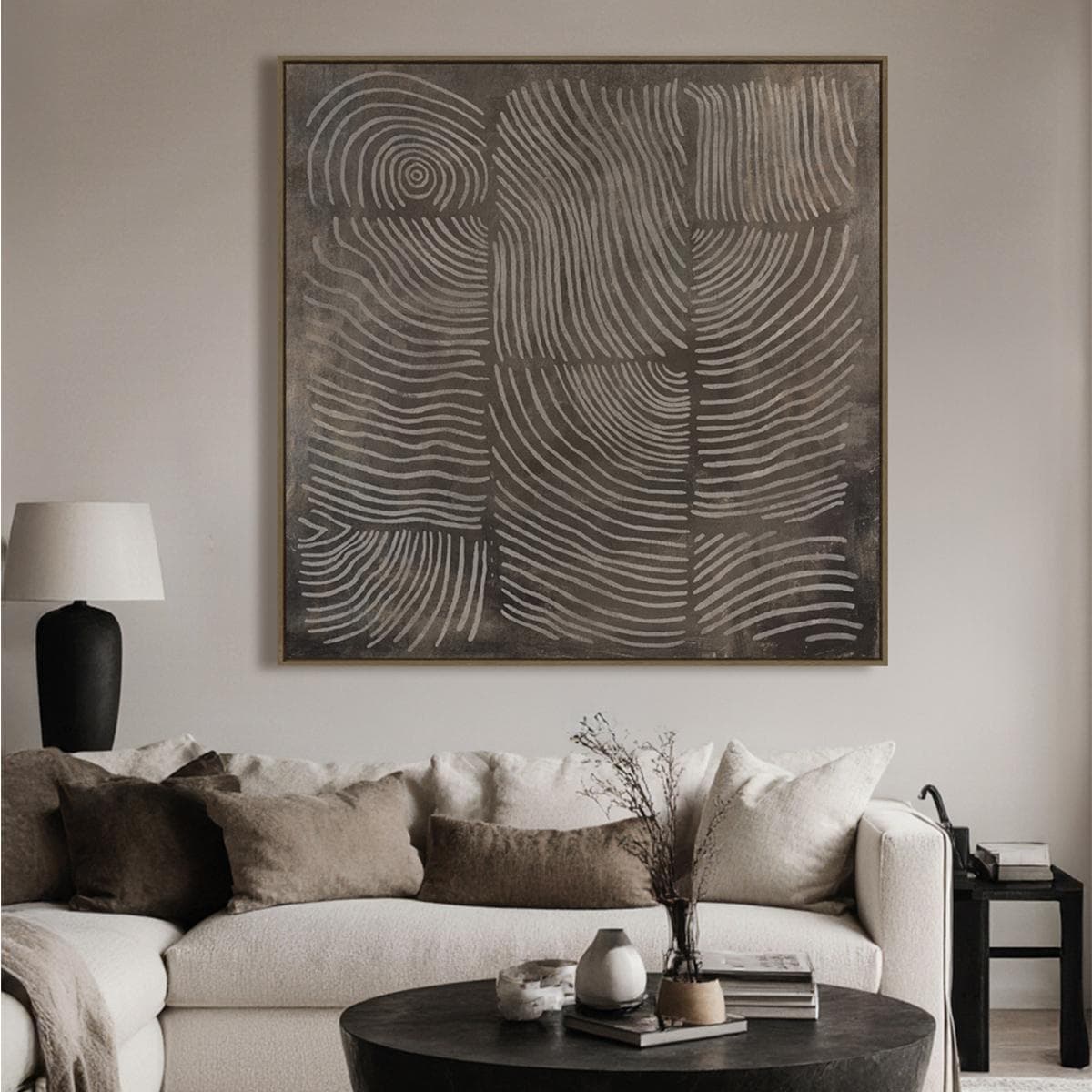 Maze Framed Art Dark Brown 100X100 cm