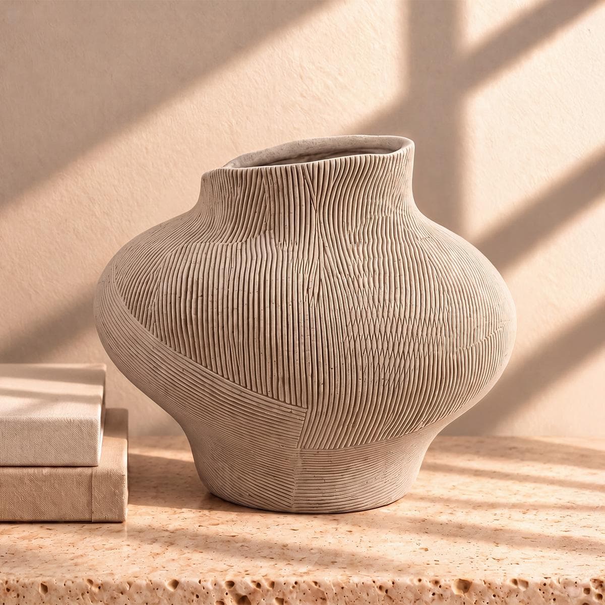 Totem Vase Beige 21.5x10x26 cm