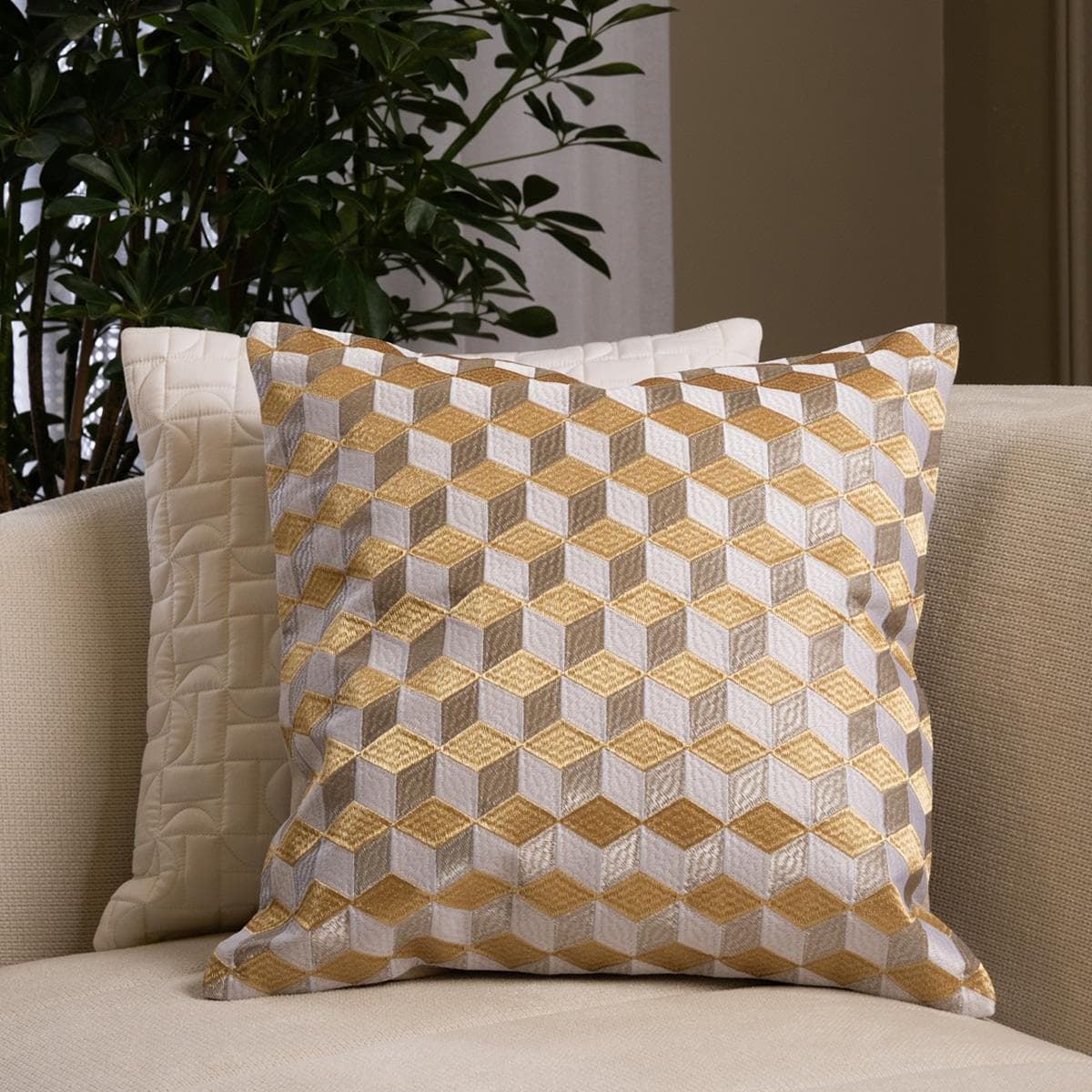 Effect Cushion Gold 50 X 50 cm  