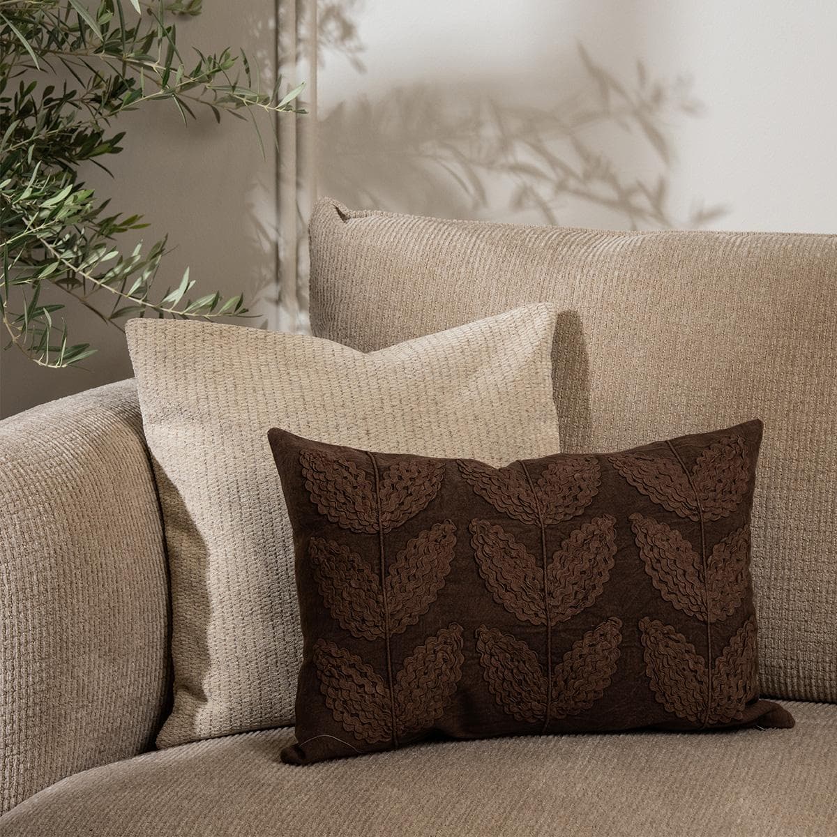 Stonewash Cushion Brown 35X50 cm