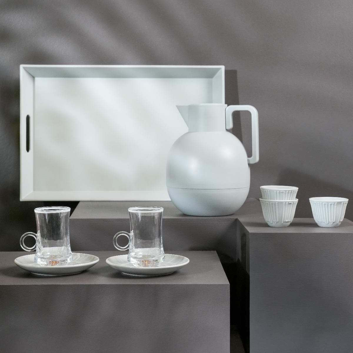 Nawarat Tea & Coffee Bundle Set 14 Pcs Grey