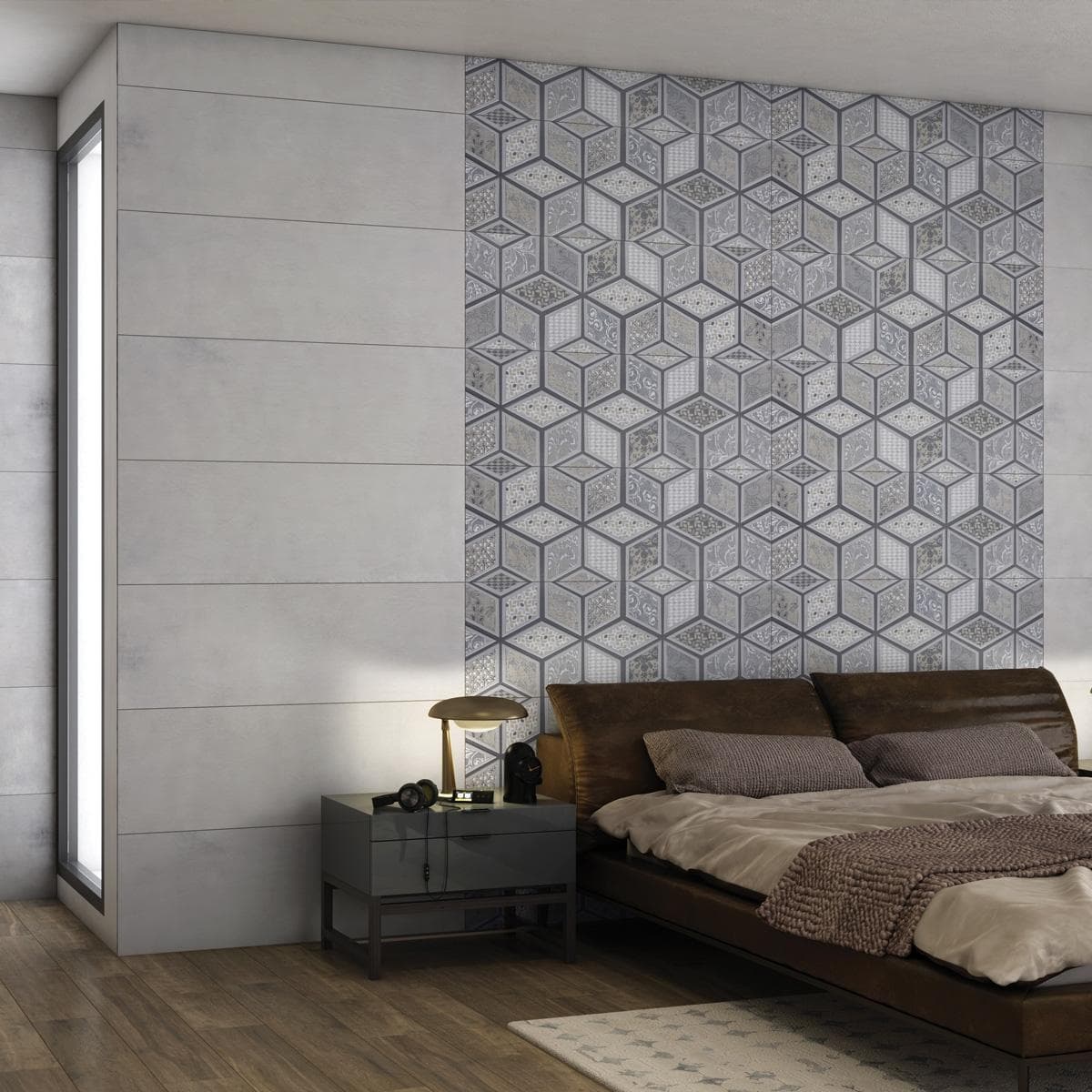 Lithos Matt Ceramic Wall Tiles Light Grey 40X120 cm