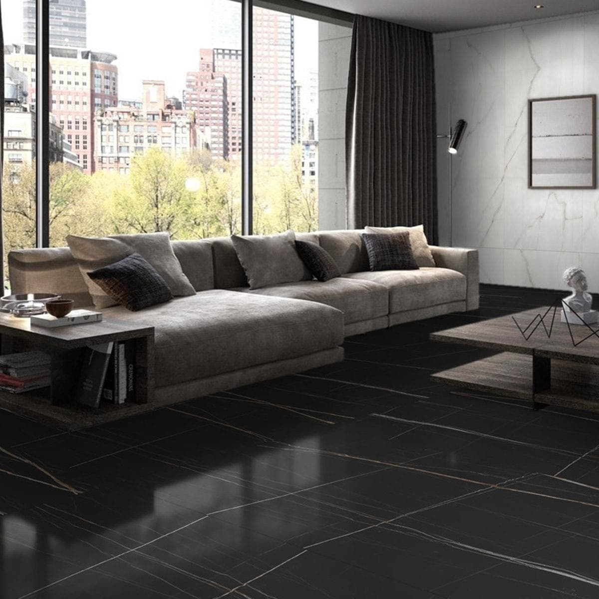 سلاب بورسلين بلاك بيوتي أسود لامع 120×280 سم