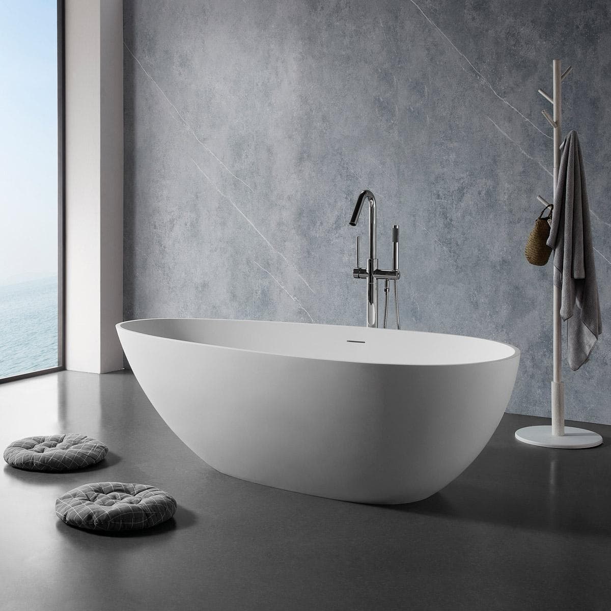 Karina Oval Stone Freestanding Bathtub 170X85X55 Cm