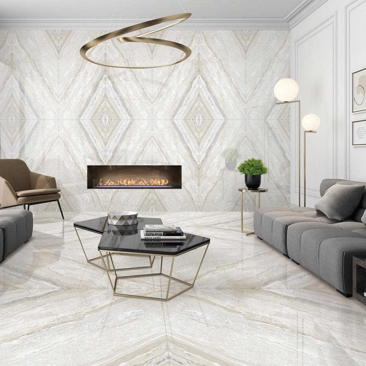 بلاط أرضيات بورسلين بيونير A أبيض لامع 60×120 سم