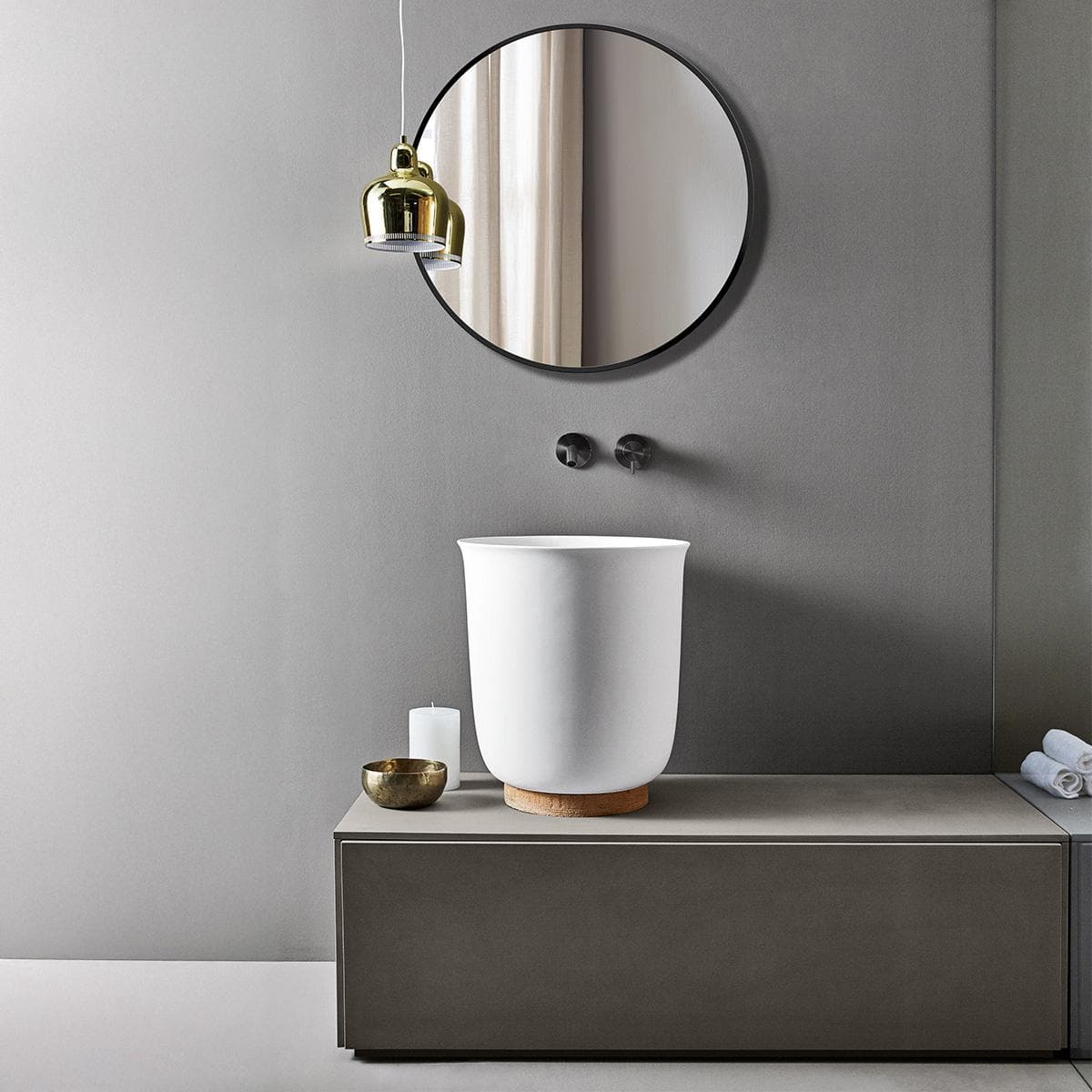 Neri Round Bathroom Mirror Black Matte Frame 60 cm