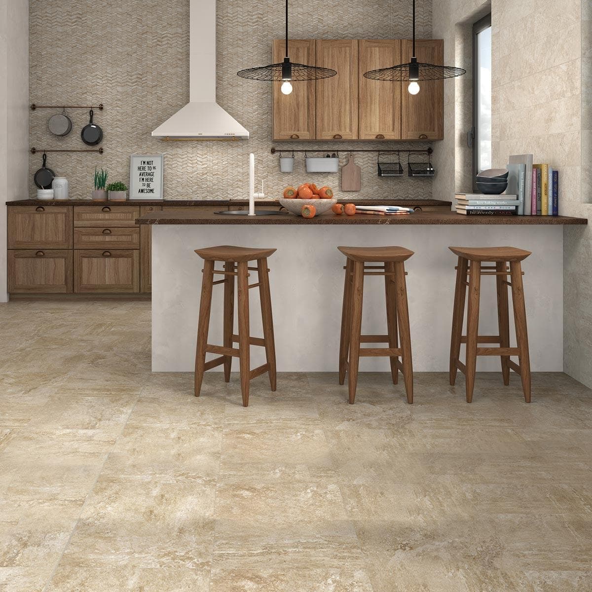 Bowland Matt Ceramic Wall Tiles Beige 20X60 cm