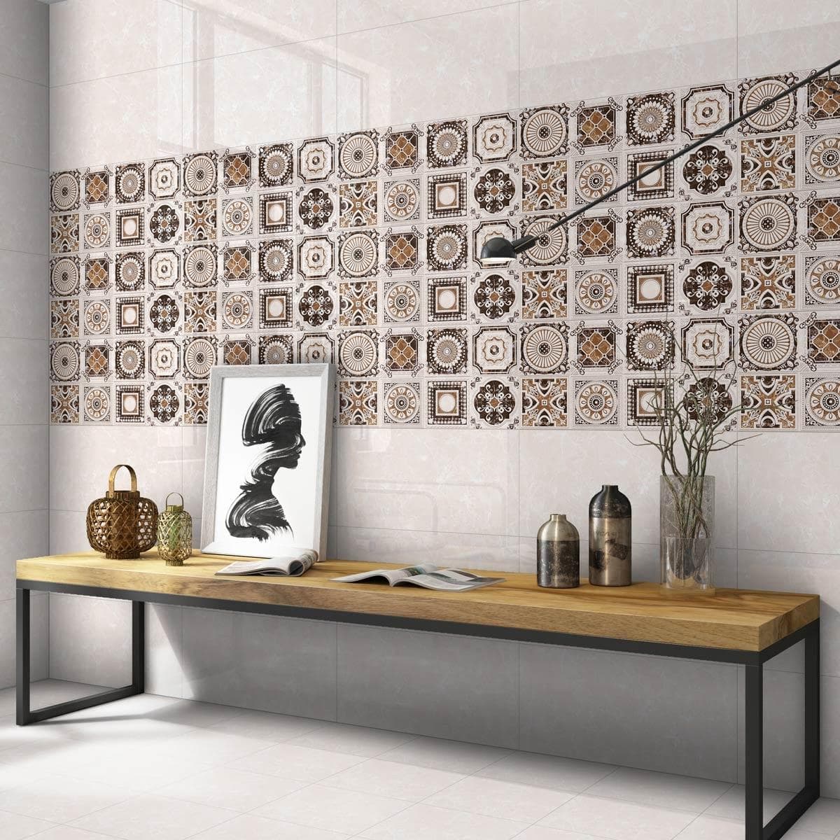 Frames Glossy Decor Wall TilesBeige 30X60 cm