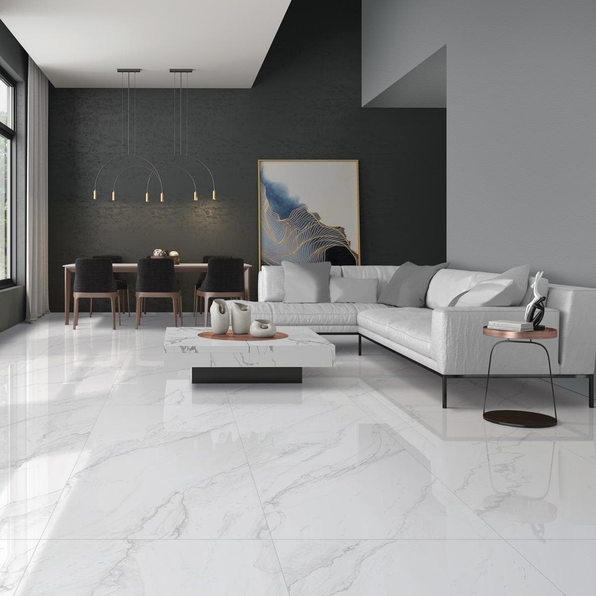 Creack 2 Polish Porcelain Slabs White 80X160 cm