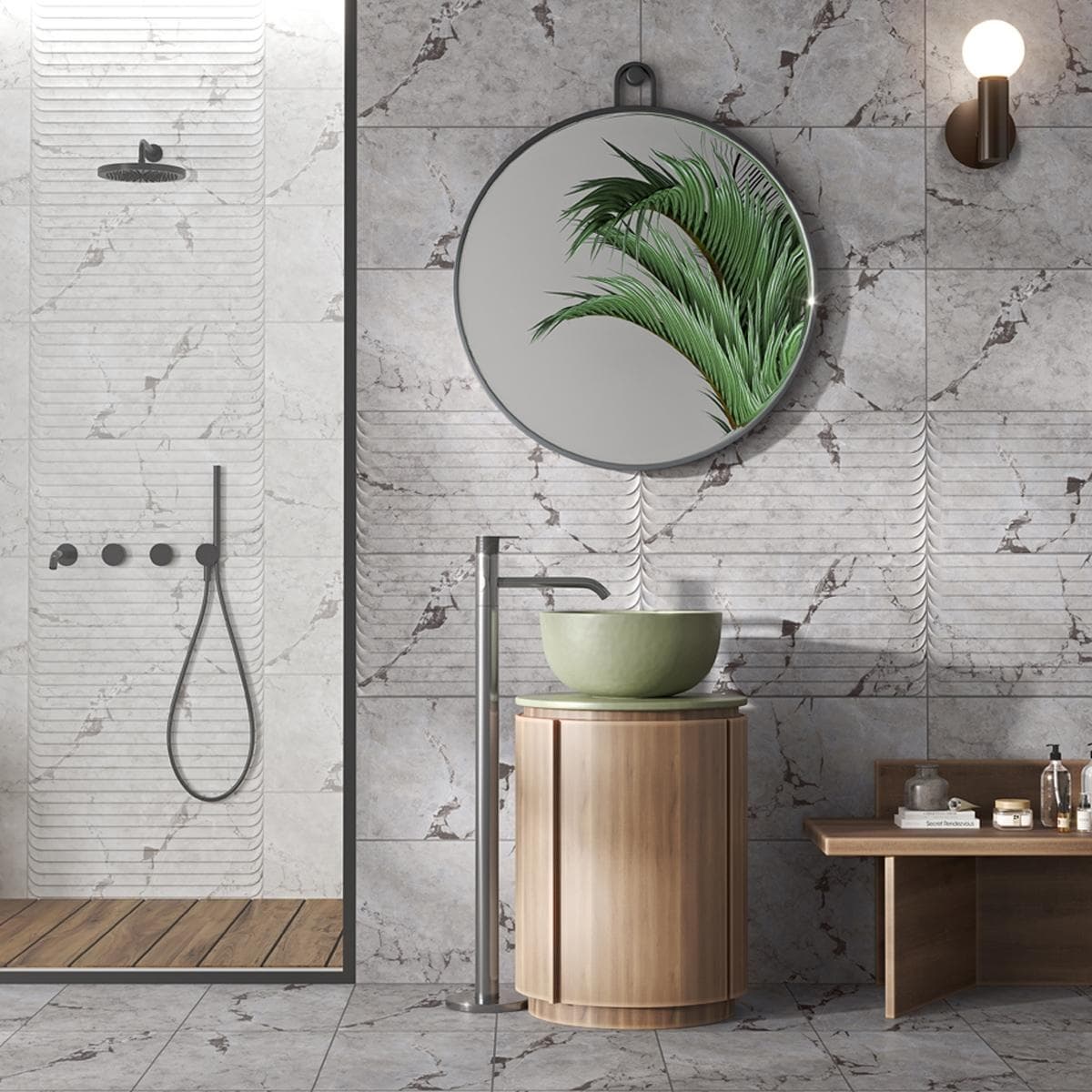 Vasto Ceramic Glossy Wall Tile Grey 30X60 cm