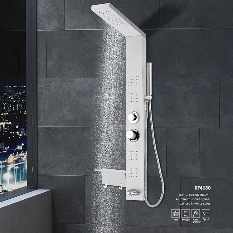 لوحة شاور ليون بيضاء 4 مضخات 120×12 سم