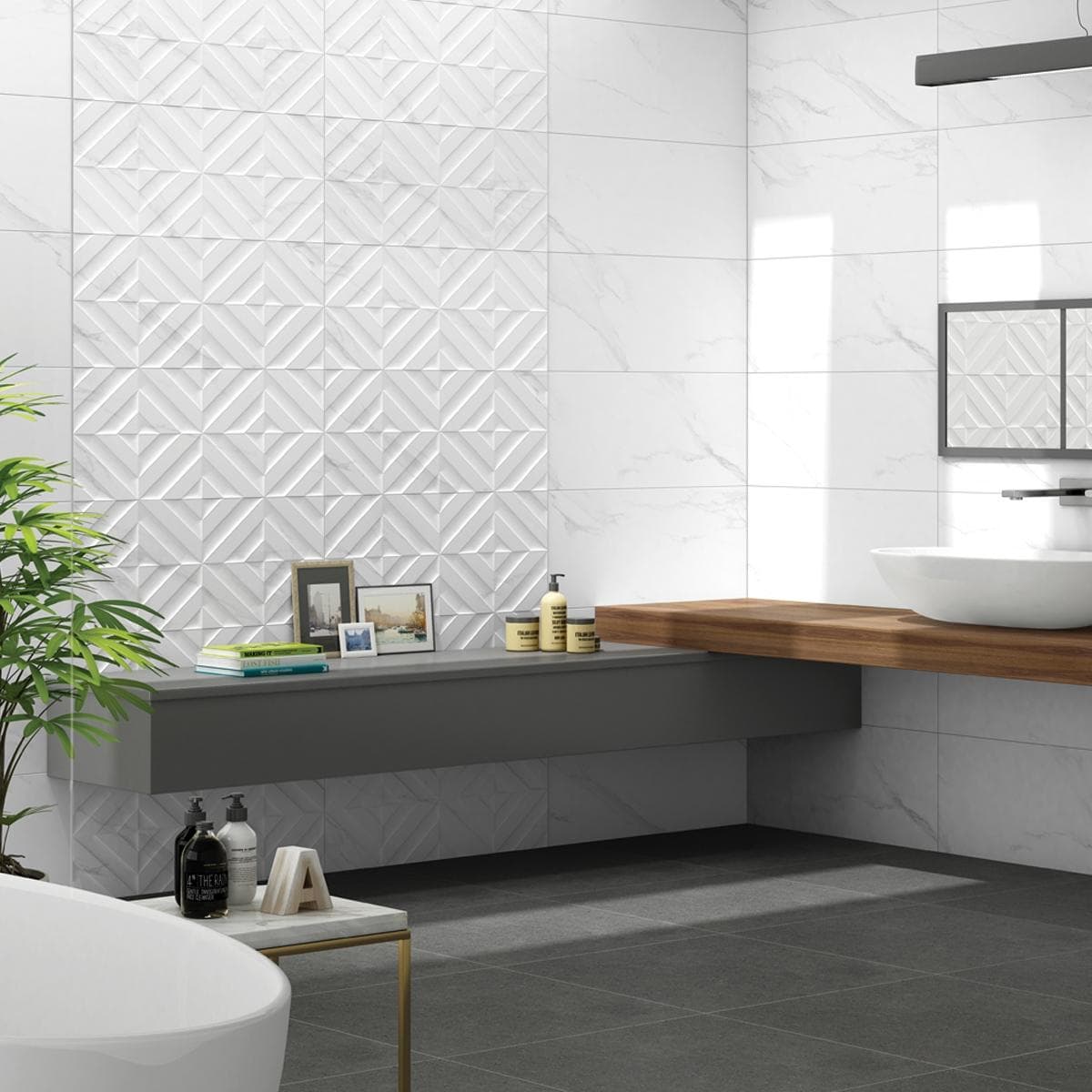 سيراميك حوائط ديكور أدرانوس أبيض غير لامع 30×60 سم