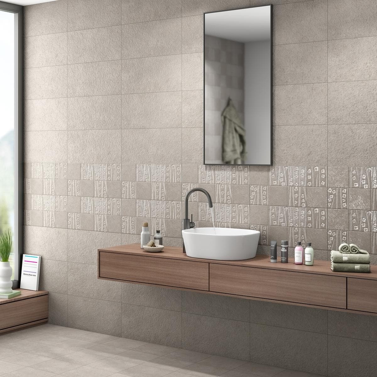 سيراميك حوائط فروليك رمادي داكن 30×60 سم