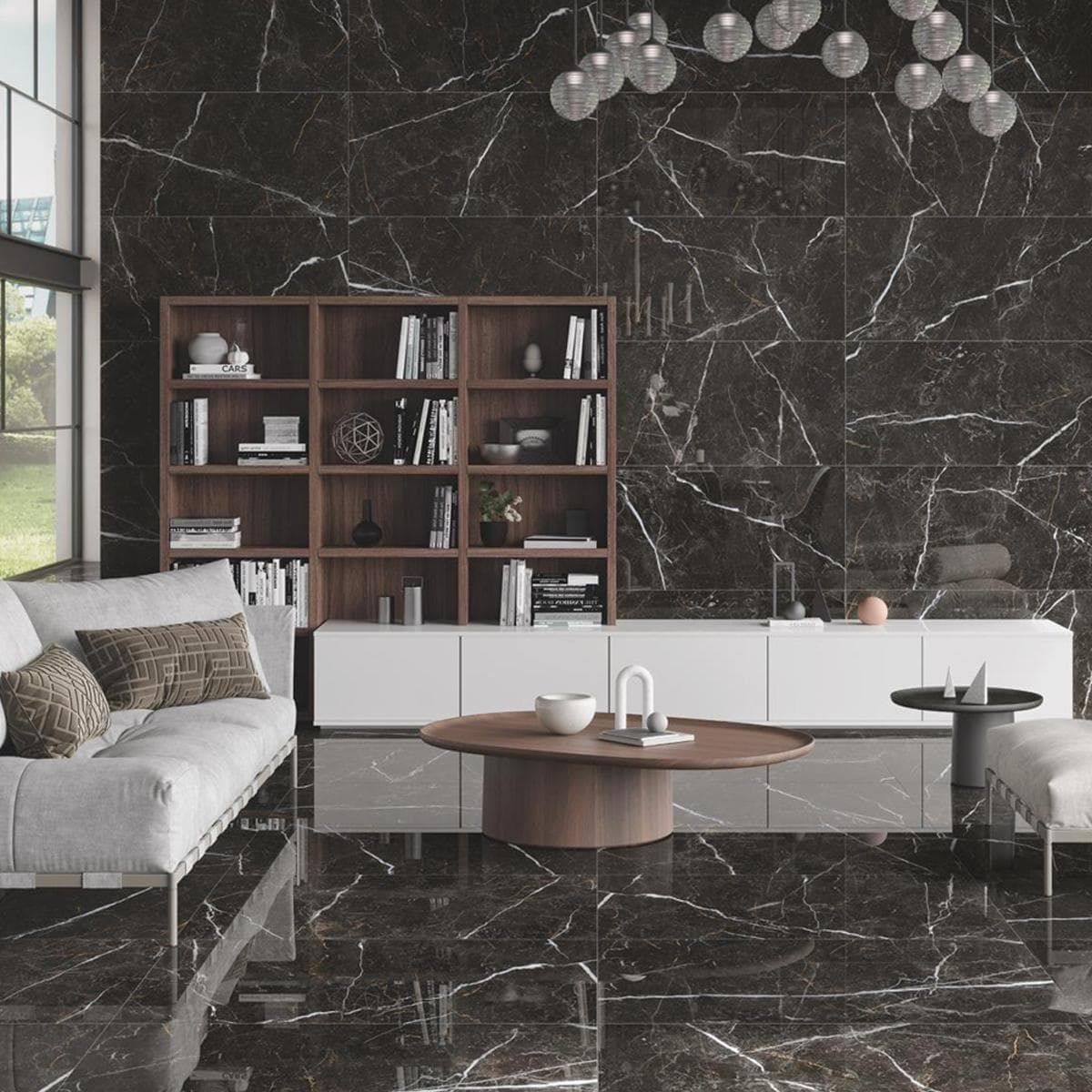 Markina Porcelain Floor Tile Polish Black 60X120 cm