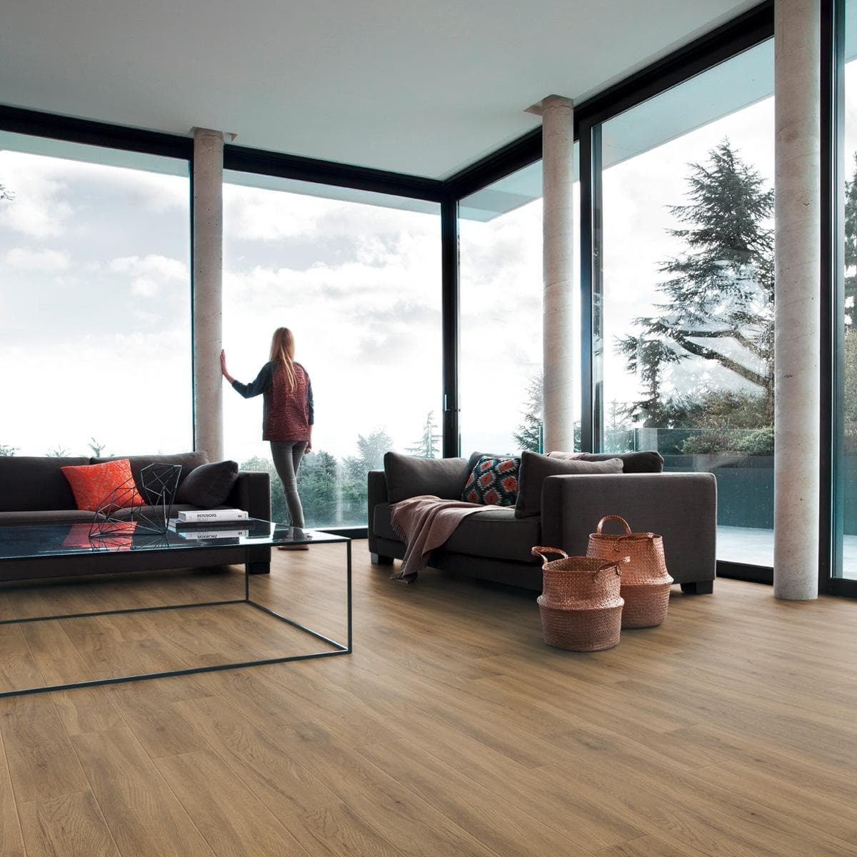 Quartet Vinyl Tiles Brown 17.78X121.92 cm