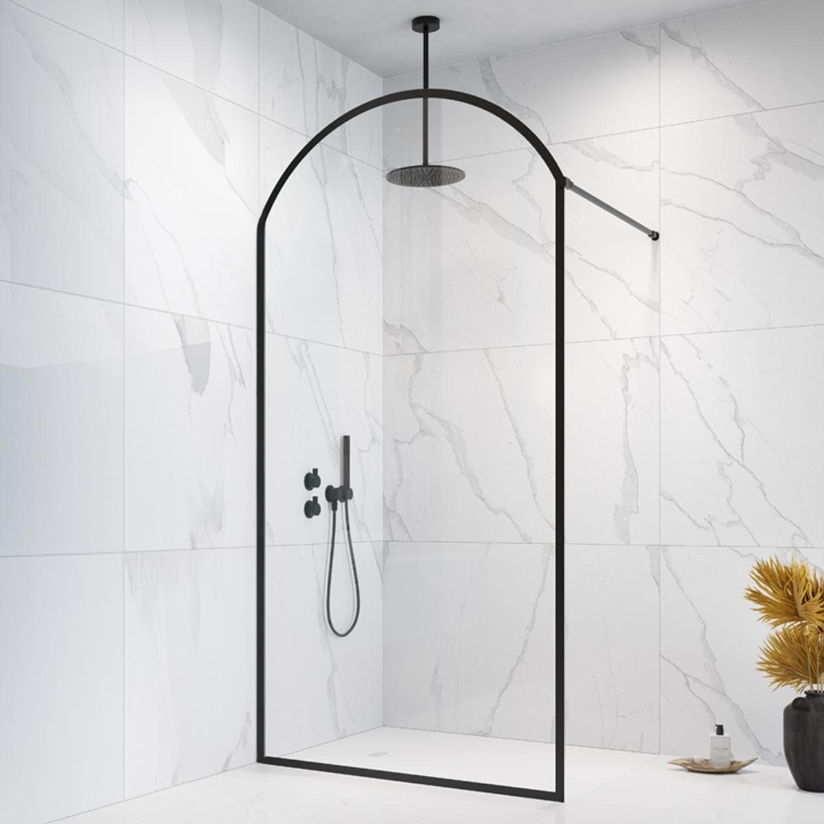 حاجز شاور فولتا بيضاوي أسود يسار 160×200 سم