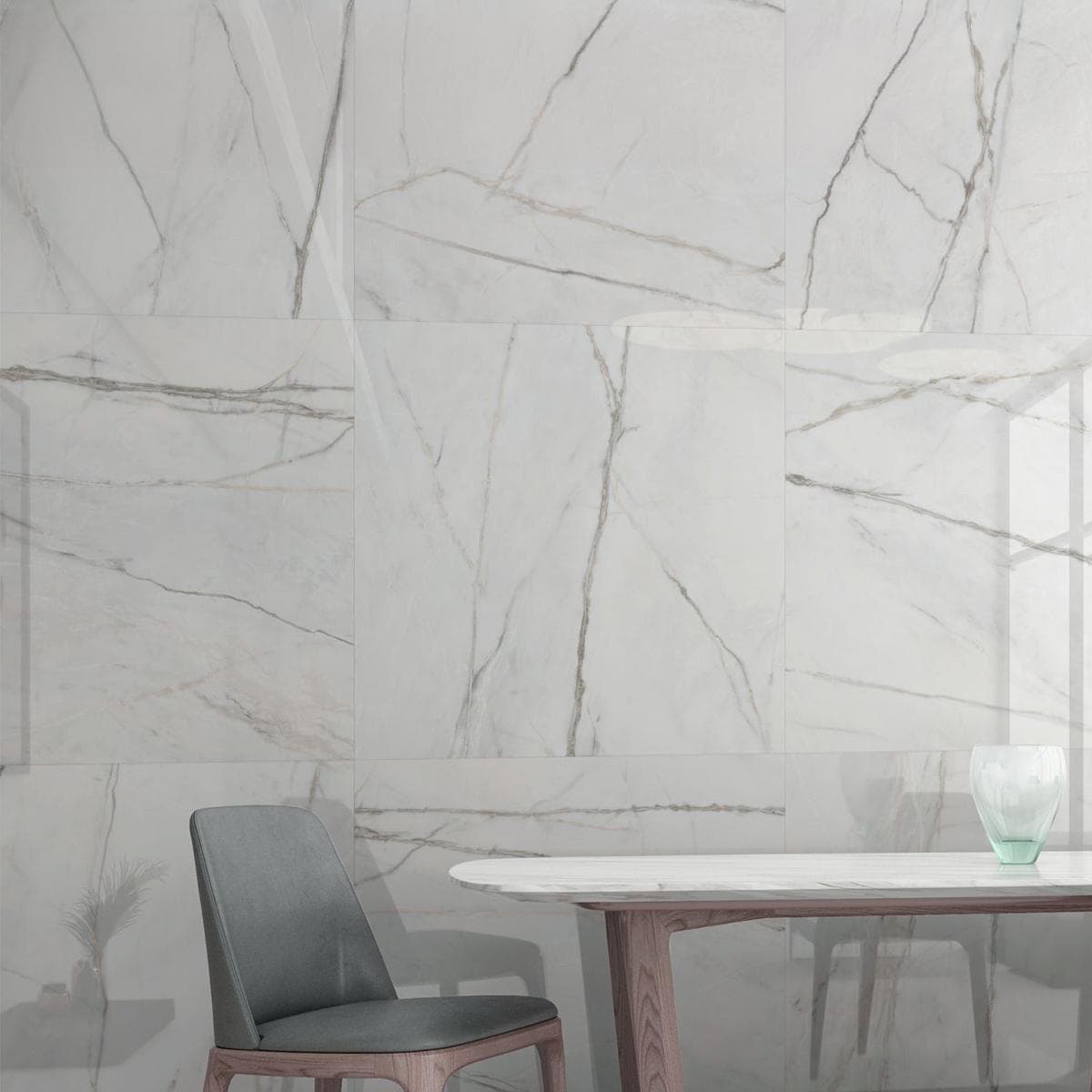 Evo Brillo Porcelain Floor Tile Glossy White 60X120 cm