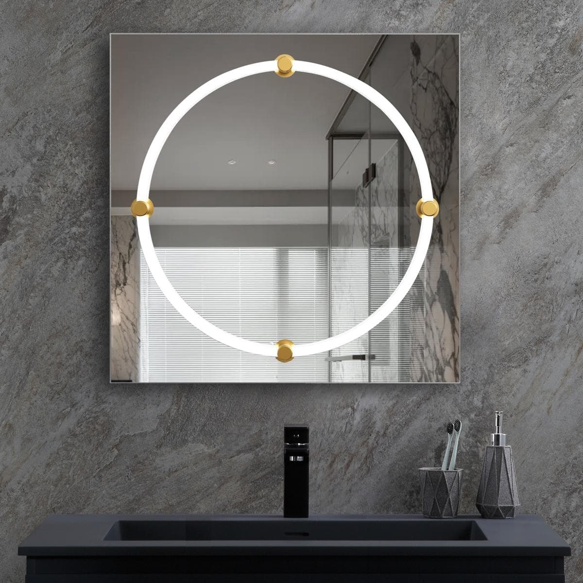 Rivu Portrait Mirror with LED Diameter 70 cm