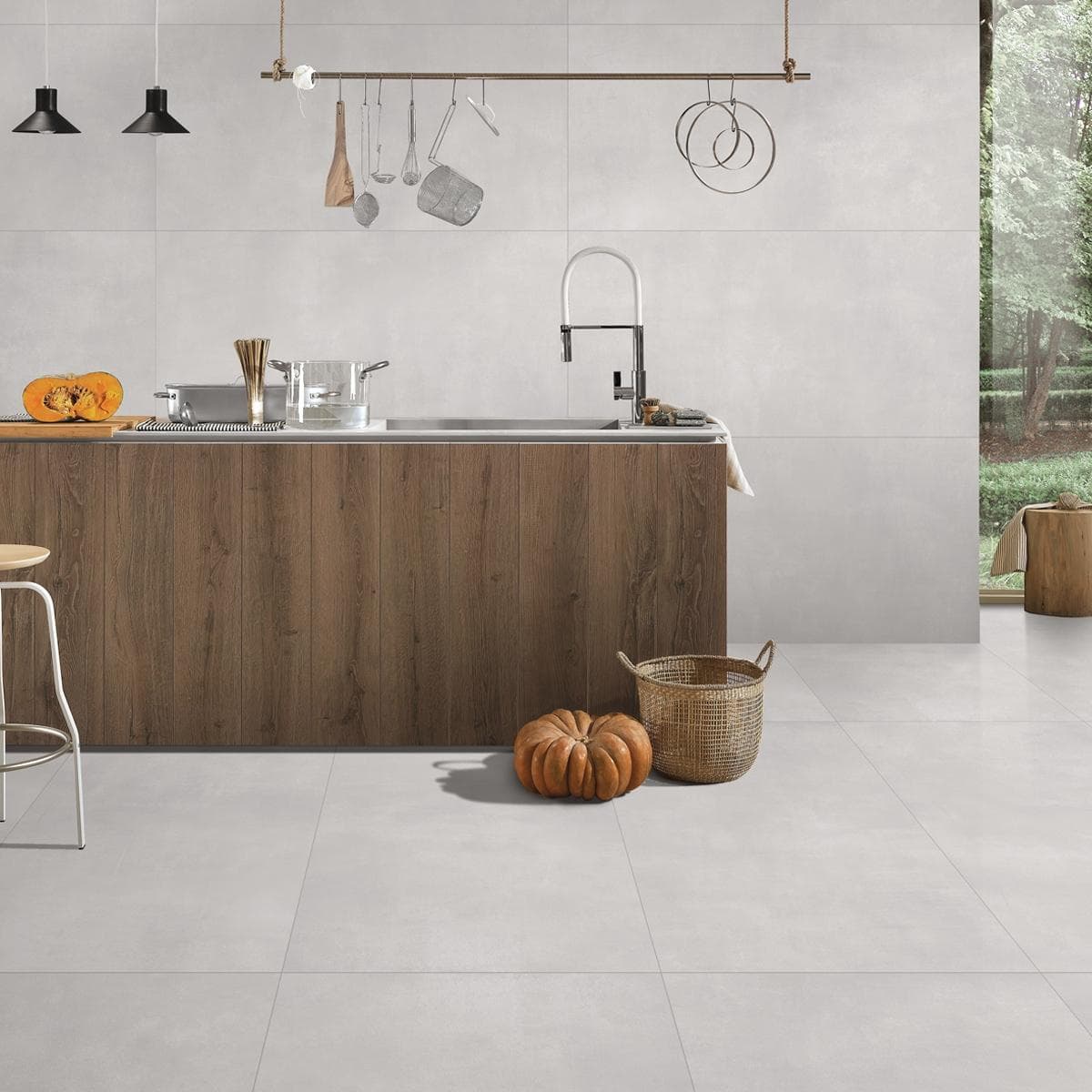 بلاط أرضيات بورسلين بريير رمادي فاتح غير لامع 60×120 سم