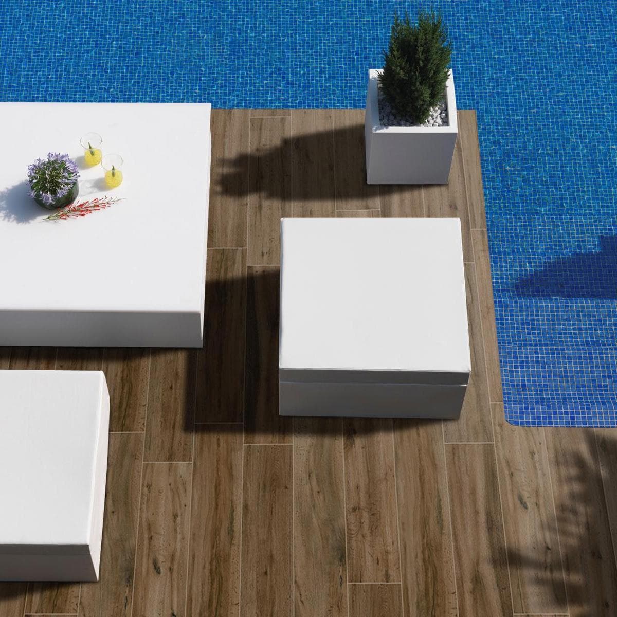 Portobello Porcelain Floor Tiles Matt Brown 24.8X100 cm