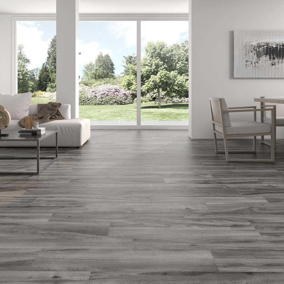 بلاط أرضيات بورسلين لايف رمادي داكن غير لامع 20×120 سم