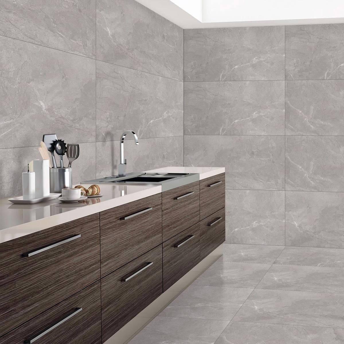 Noir1 Porcelain Floor Tile Matt Grey 60x120 cm