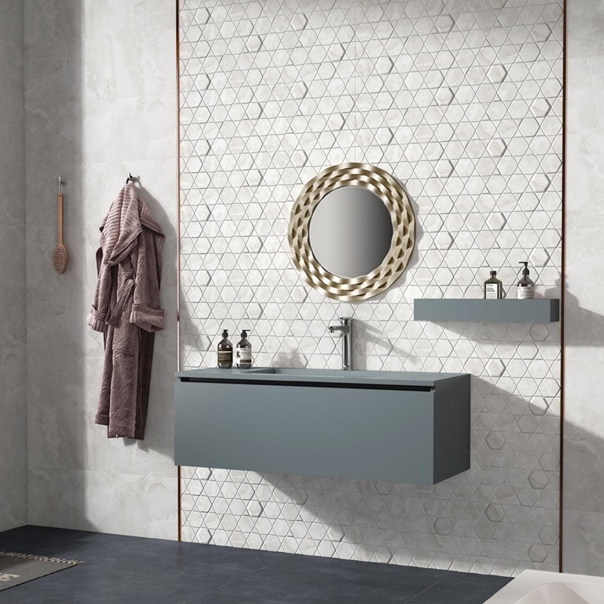 Onx Ice Cristal Decor Wall Tiles Matt White 30X90 cm