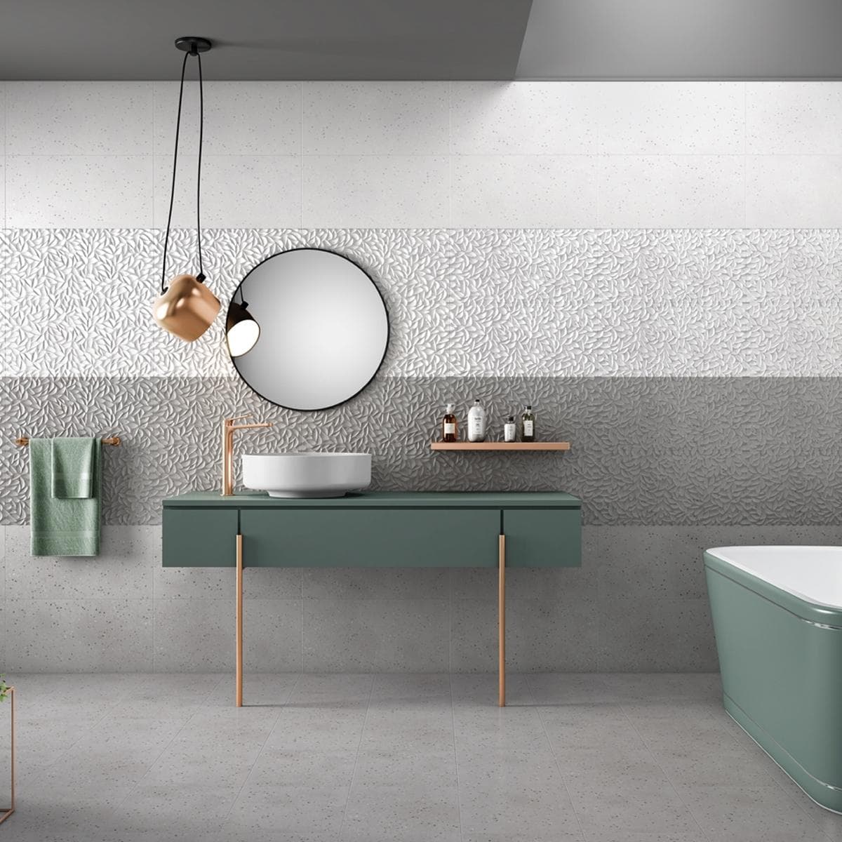 Terrazzo Ceramic Wall Tiles Matt Light Grey 30X60 cm