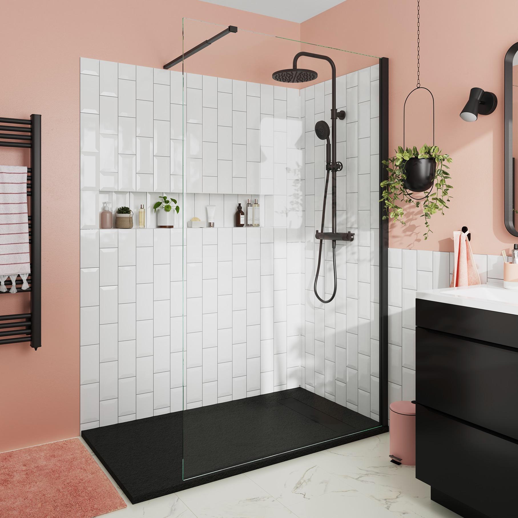 Ledava Shower Screen Matt Black 100 cm