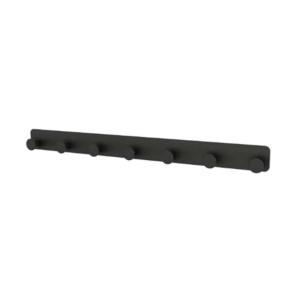Koros Single Rail with 7 Bathroom Hooks Black