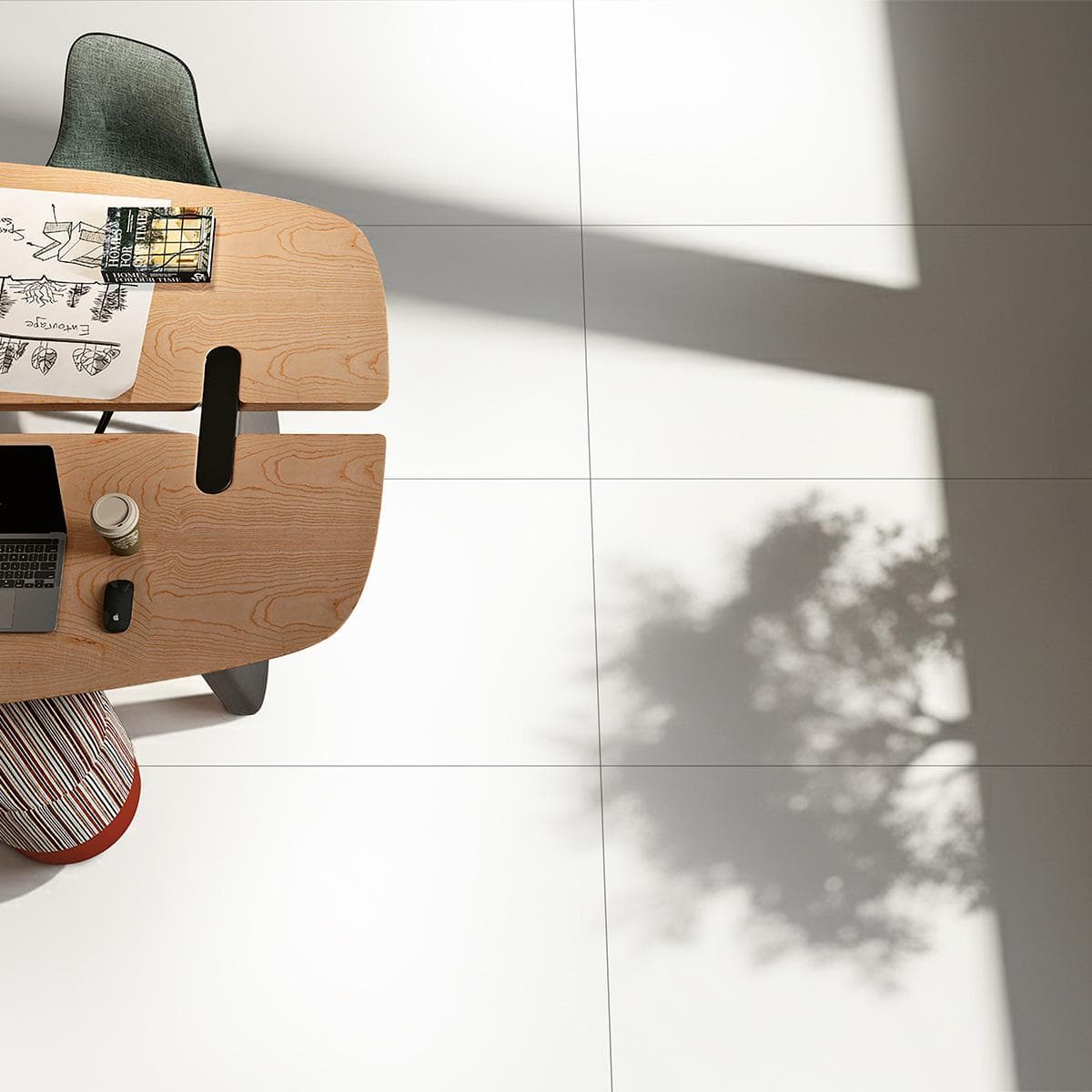 Plain White Porcelain Floor Tile Matt White 60X120 cm