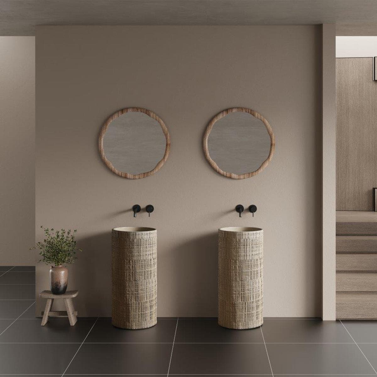 Tira Freestanding Stone Basin Beige 40 cm