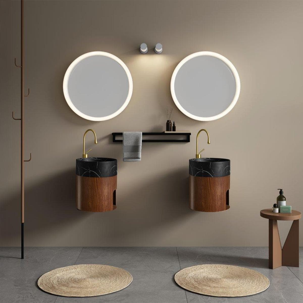 Inspira Wall Hung Stone Basin Black 40 cm