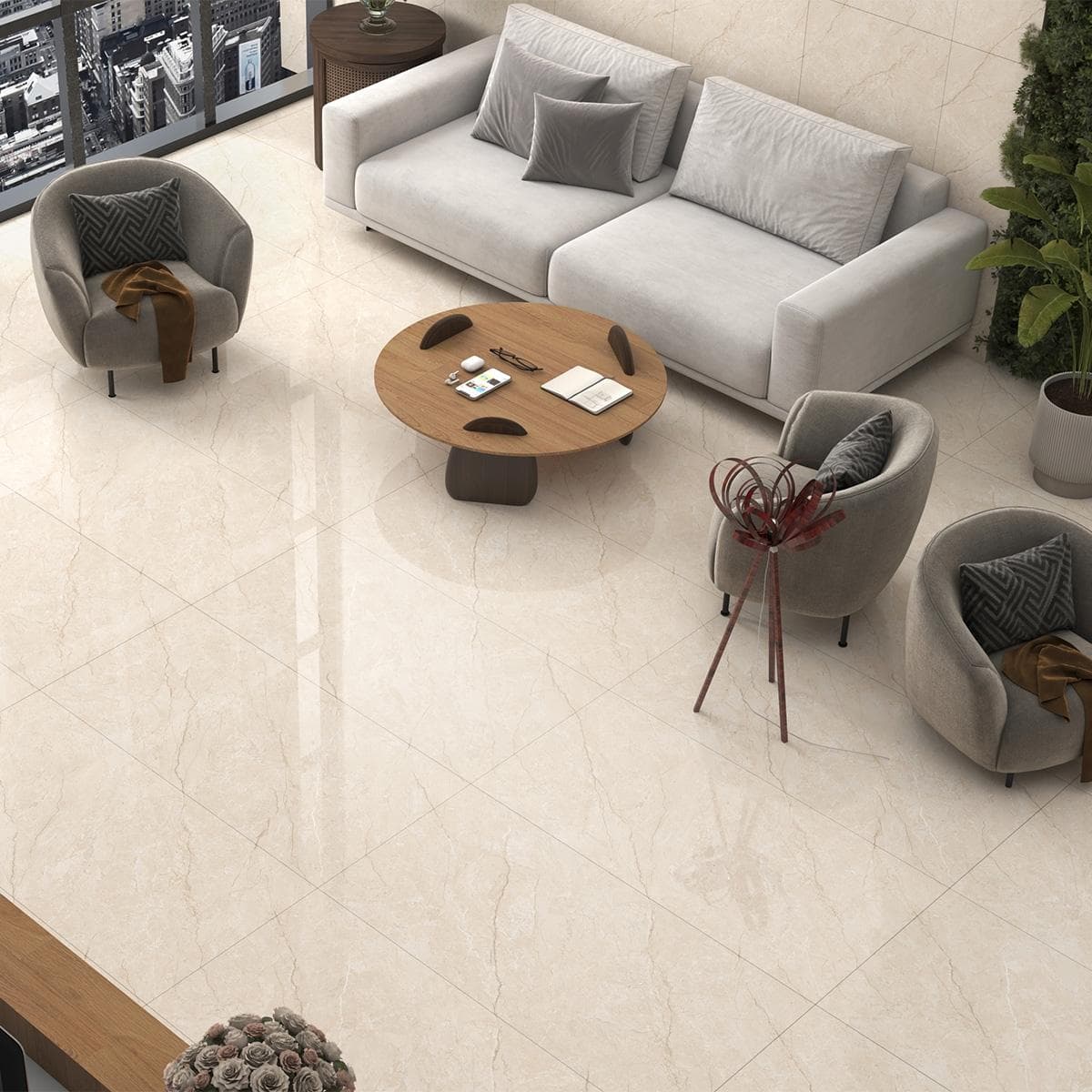 Absolute Porcelain Floor Tile Polished Beige 60×120 cm