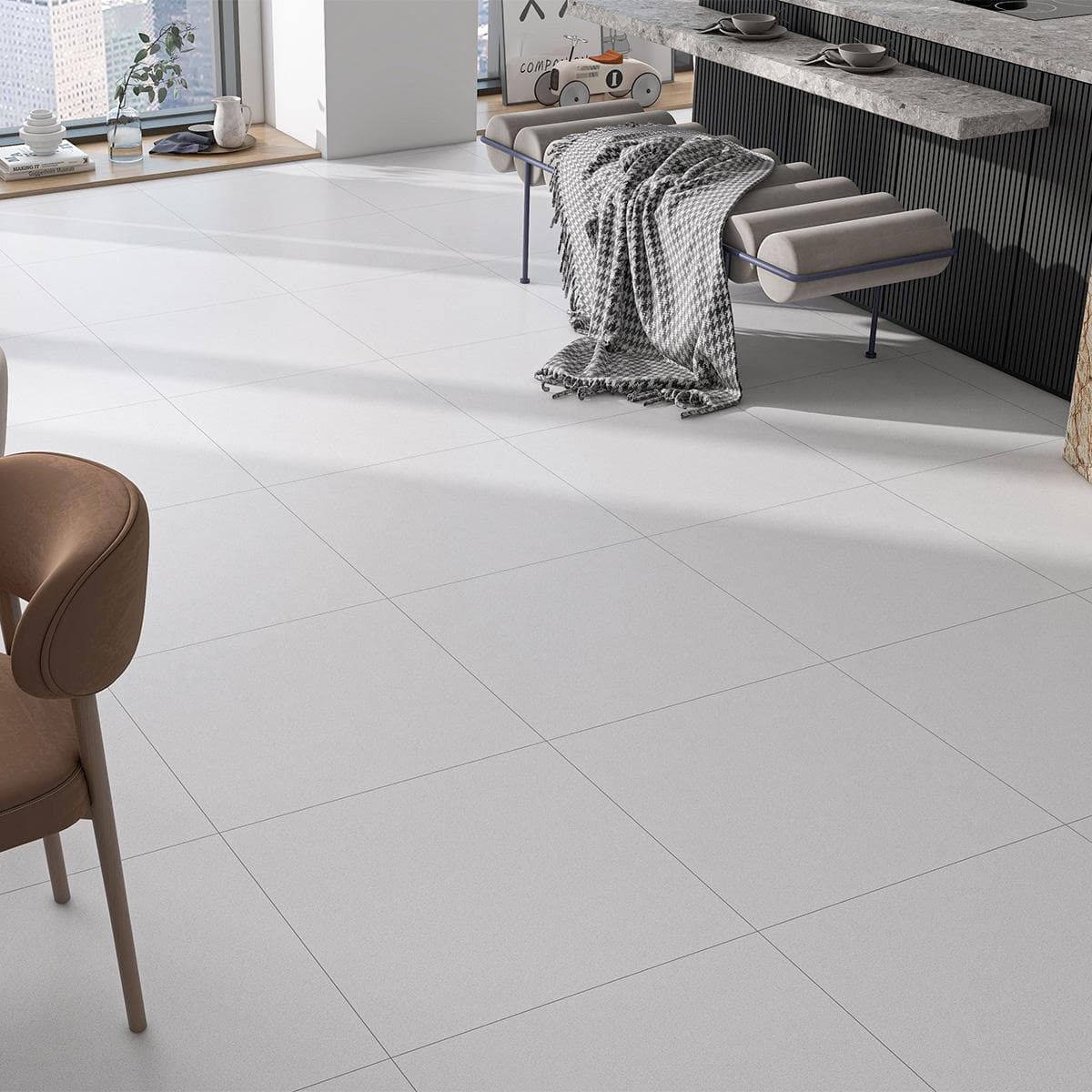 Maine Ceramic Floor Tile Matt Light Grey 60X60 cm