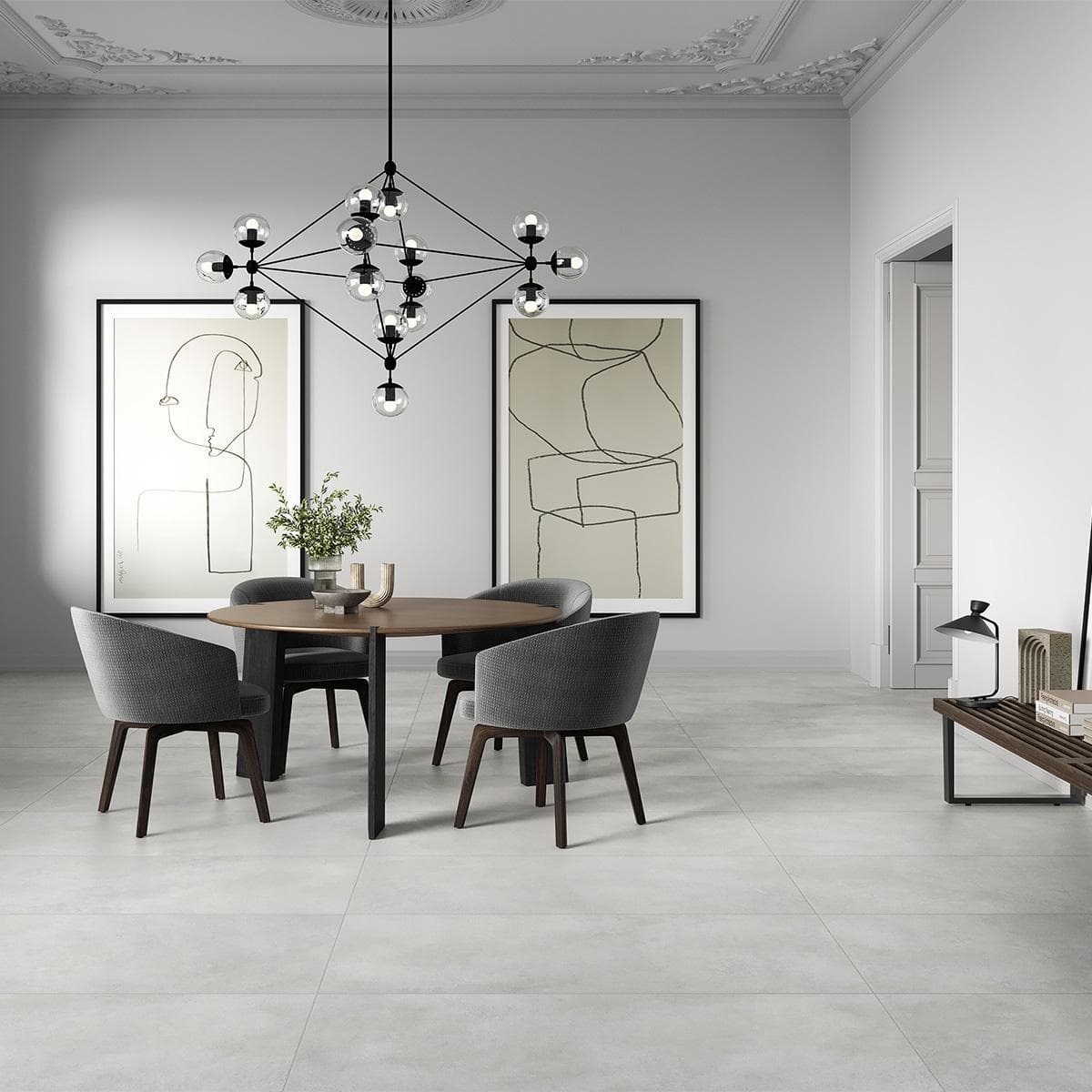 Rohe Porcelain Floor Tile Matt White 60X120 cm
