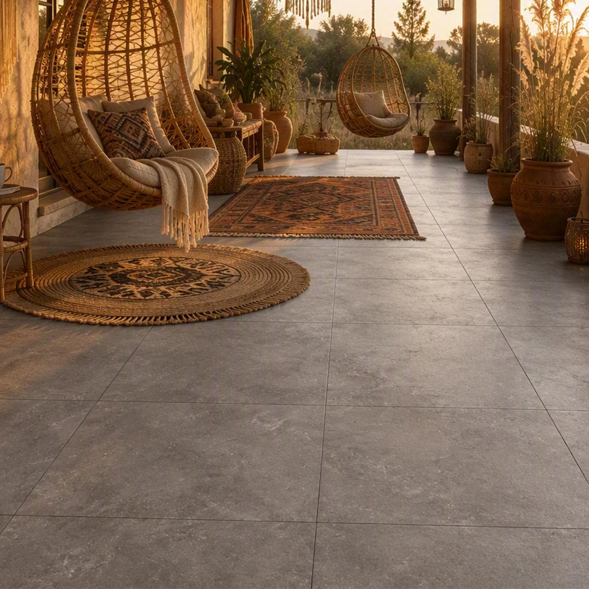 Floki Porcelain Outdoor Tiles Matt Dark Grey 60X60 cm