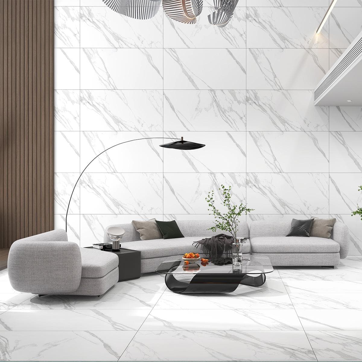 Carrara Porcelain Floor Tile Matt White 60×120 cm