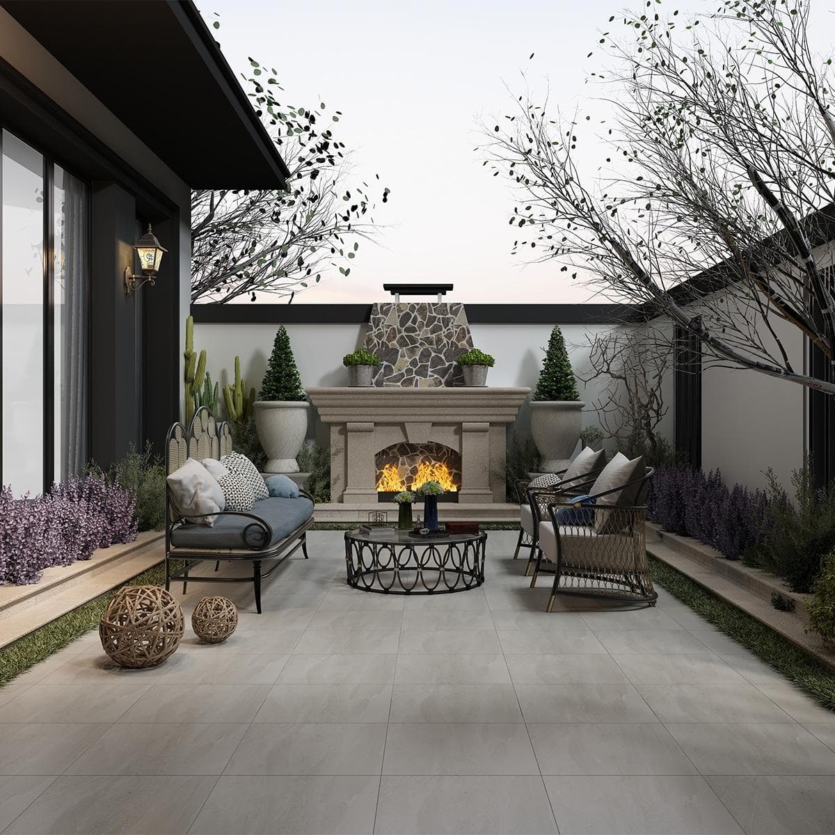 بلاط أرضيات خارجي سيراميك لوفيل رمادي غير لامع 43×43×1.2 سم