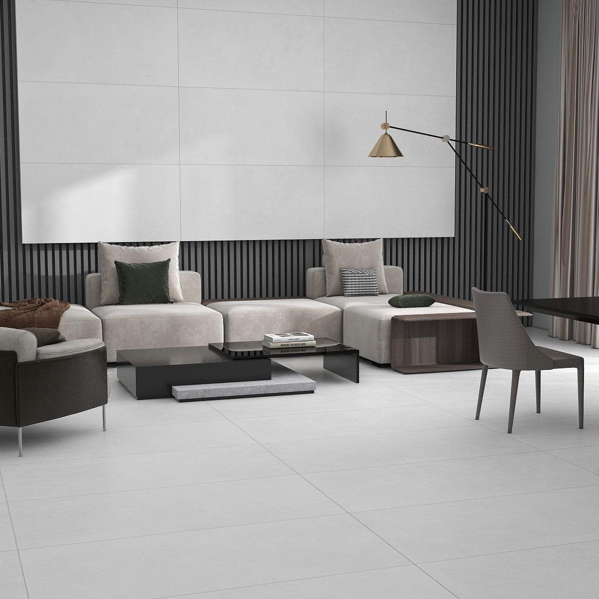 Cemento Ice Porcelain Floor Tiles Matt Light Grey 60×120 cm