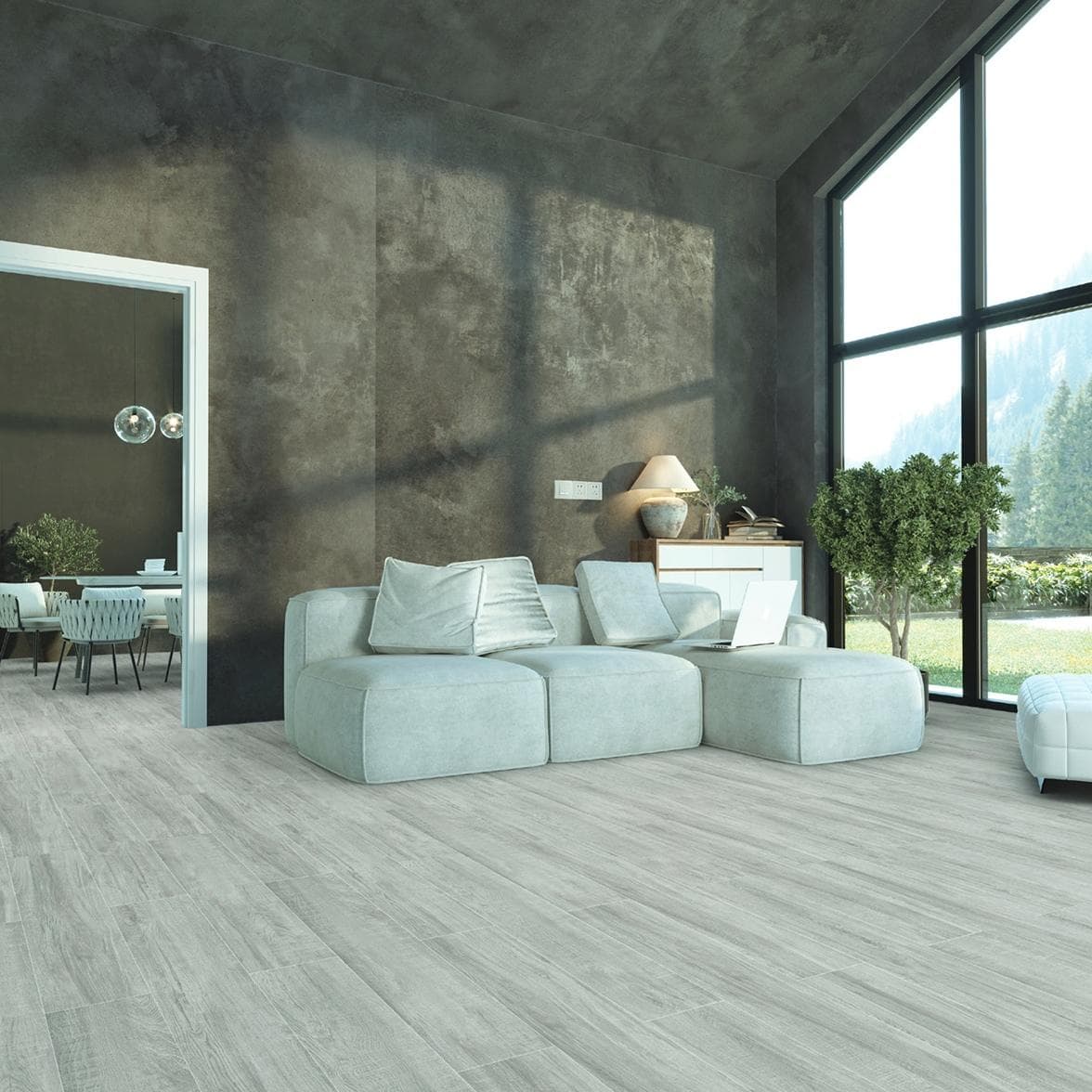 Wamos Wood Ceramic Floor Tile Grey 15X90 cm