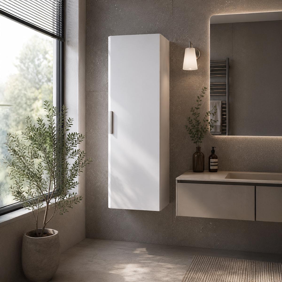 Dubai Side Bathroom Cabinet White 35X34X114 cm