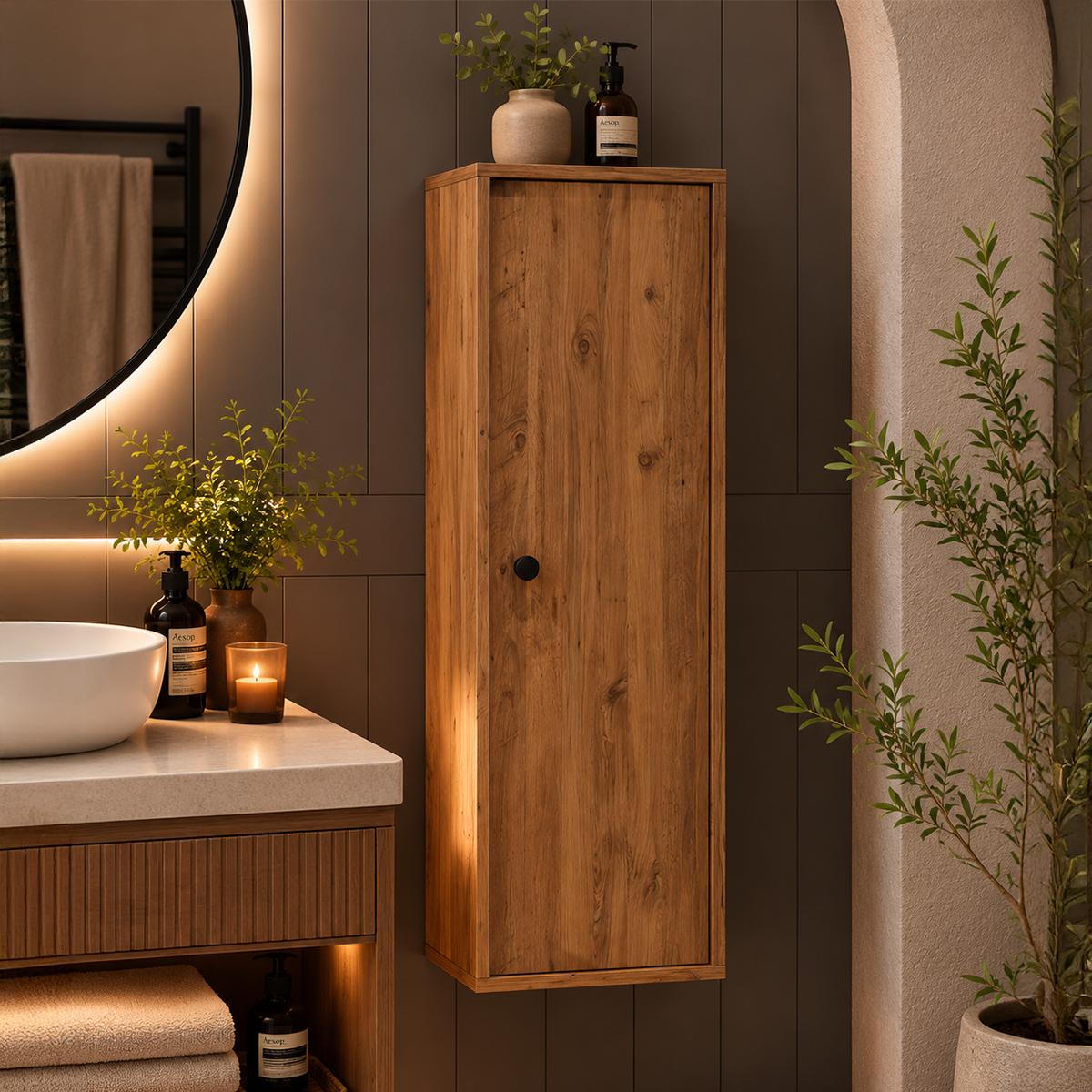 Gusto Side Bathroom Cabinet Atlantic Pine 35X30 cm