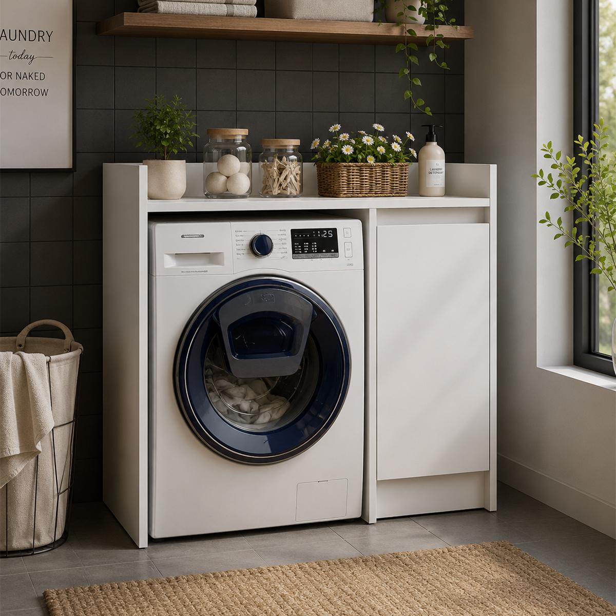 Derin Laundry Cabinet White 100X60 cm