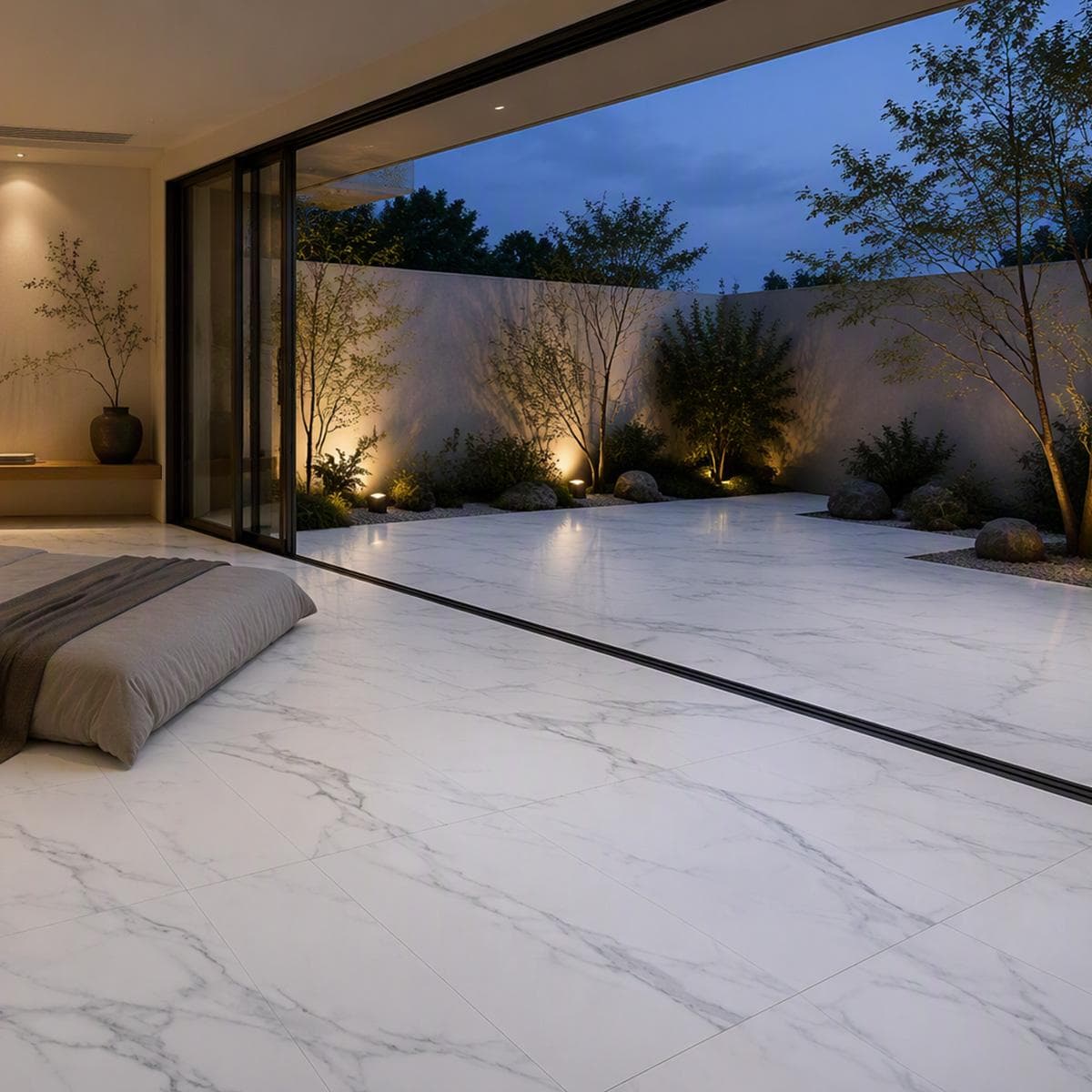 Mori Porcelain Floor Tile Polished White 60X120 cm